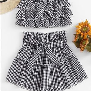 Gingham Ruffle Two Piece Set